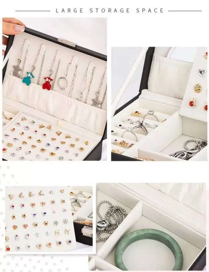 Jewelery Box Organizer Small Travel Leather Jewellery Storage Case for Rings Earrings Necklace Bracelets Leather Jewelry Gift - JettsJewelers