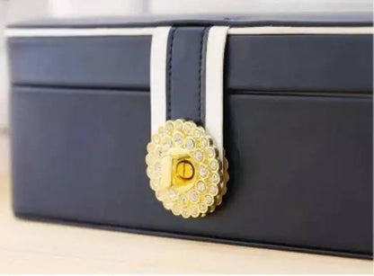 Jewelry Box Girlfriend Wife Ideal Gift, Leather Jewelry Organizer Storage Case with Two Layers Displays - JettsJewelers