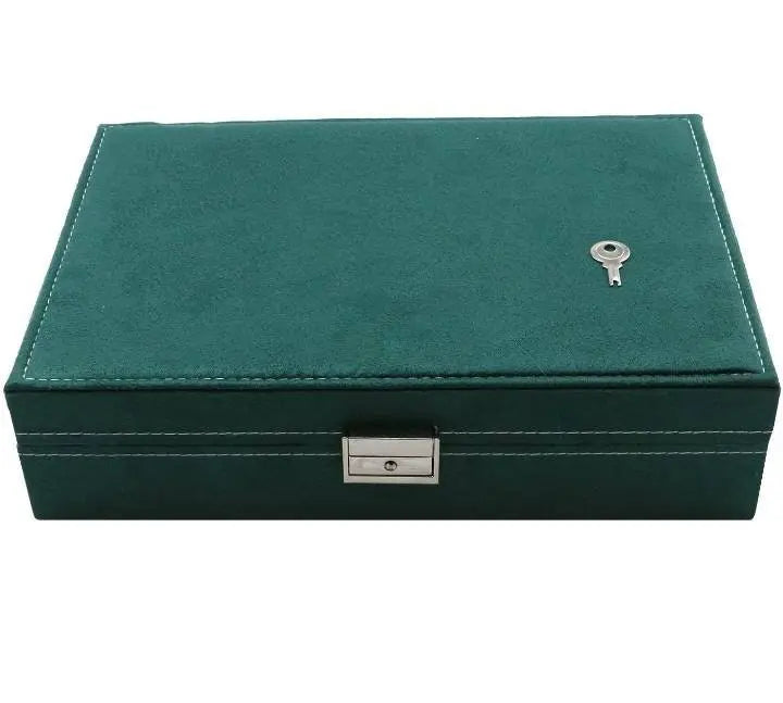 Jewelry Box Green Velvet Jewelry Box for Women Girls Vintage Jewelry Holder Display Storage Case with Lock for Earrings Bracelets - JettsJewelers