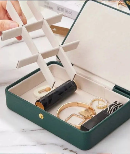 Jewelry Box Women Girls Girlfriend Wife Ideal Gift, Medium PU Leather Jewelry Organizer Storage Case with Two Layers Display - JettsJewelers