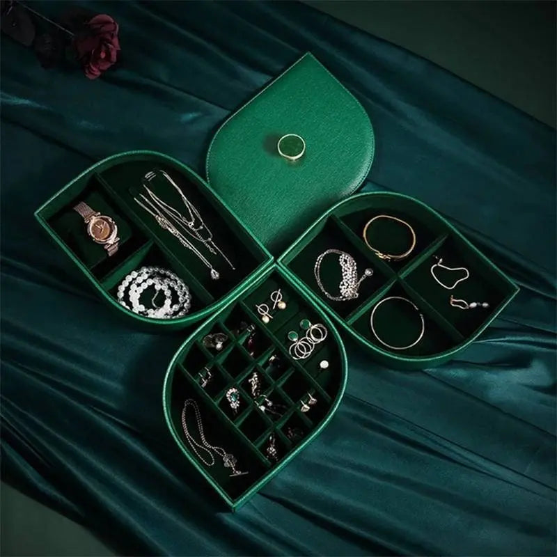 Jewelry Box for Woman Large Capacity Jewelry Organizer Portable Necklace Earrings Rings PU Leather Multi-Function 3-Layer JettsJewelers