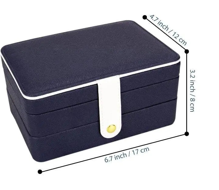 Jewelry Box for Women Girls Girlfriend Wife Great Gift, Medium PU Leather Jewelry Organizer Storage Case with Two Layers Display JettsJewelers