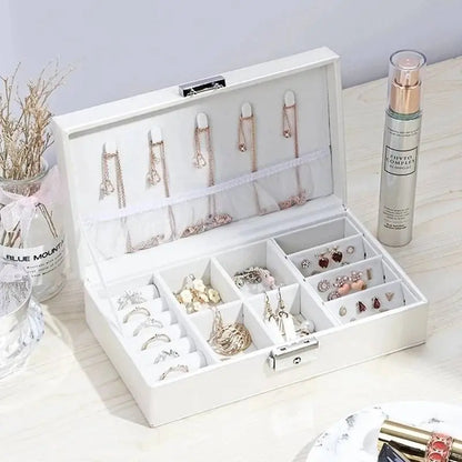 Jewelry Box for Women Girls Girlfriend Wife Ideal Gift, Medium PU Leather Jewelry Organizer Storage Case - JettsJewelers