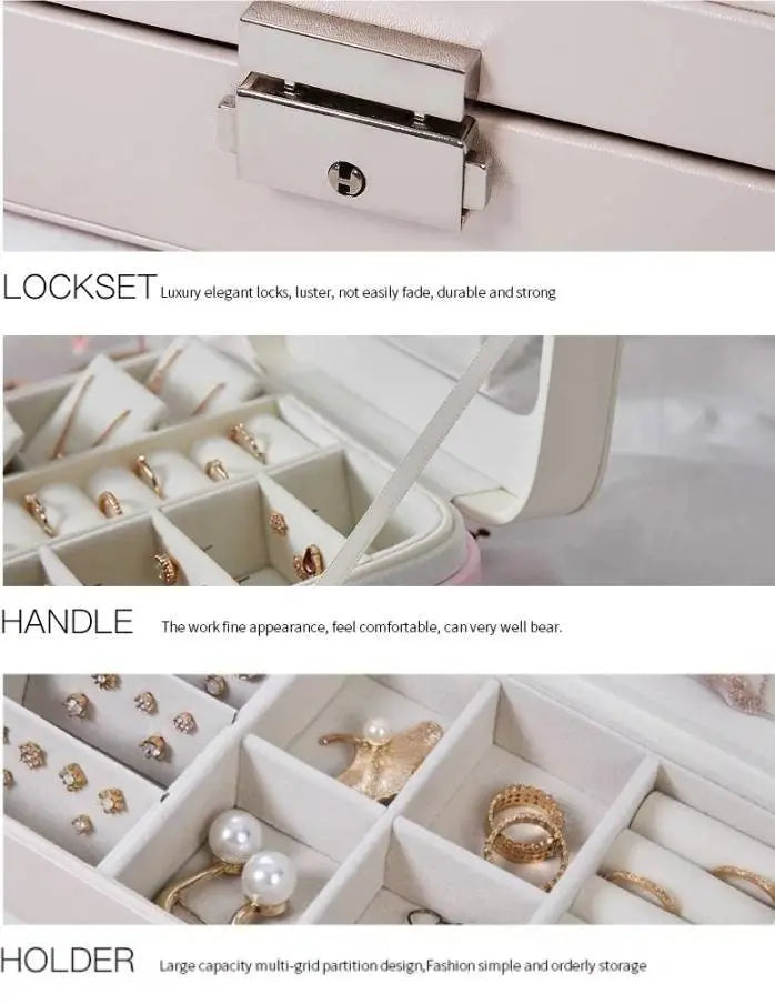 Jewelry Box for Women Girls Girlfriend Wife Ideal Gift, Medium PU Leather Jewelry Organizer Storage Case - JettsJewelers