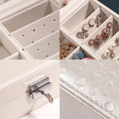 Jewelry Box for Women Girls Girlfriend Wife Ideal Gift, Medium PU Leather Jewelry Organizer Storage Case - JettsJewelers