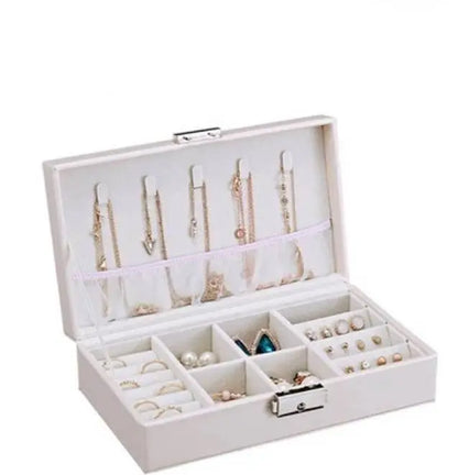 Jewelry Box for Women Girls Girlfriend Wife Ideal Gift, Medium PU Leather Jewelry Organizer Storage Case - JettsJewelers