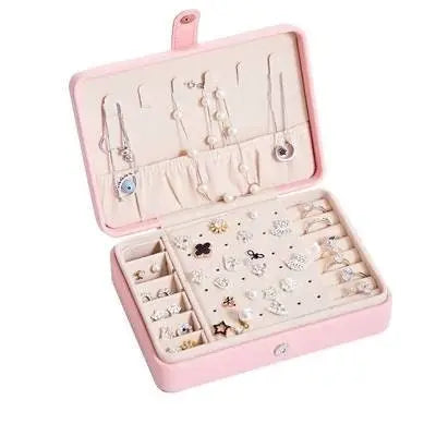 Jewelry Box for Women Girls Girlfriend Wife Ideal Gift, Small PU Leather Jewelry Organizer Case - JettsJewelers