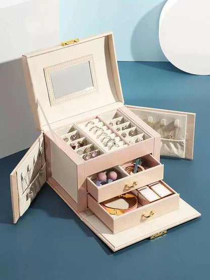 Jewelry Box, Compact Jewelry Organizer with 2 Drawers, Mirror, Lockable with Keys, - JettsJewelers
