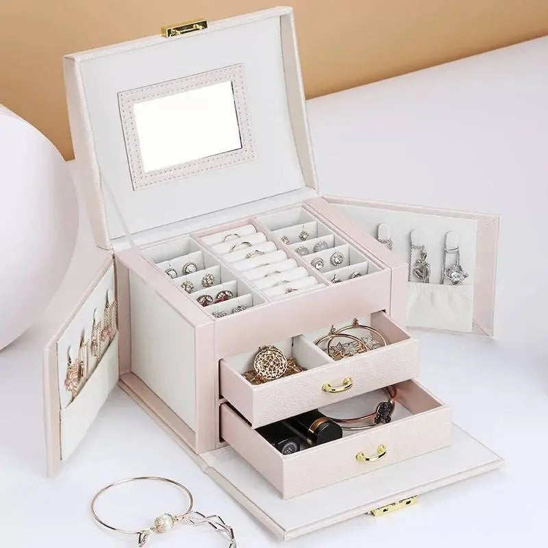 Jewelry Box, Compact Jewelry Organizer with 2 Drawers, Mirror, Lockable with Keys, - JettsJewelers