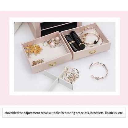 Jewelry Box, Compact Jewelry Organizer with 2 Drawers, Mirror, Lockable with Keys, - JettsJewelers