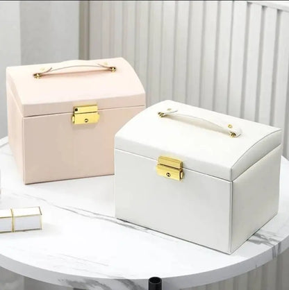 Jewelry Box, Travel Jewelry Case, Compact Jewelry Organizer with 2 Drawers, Mirror, Lockable with Key - JettsJewelers
