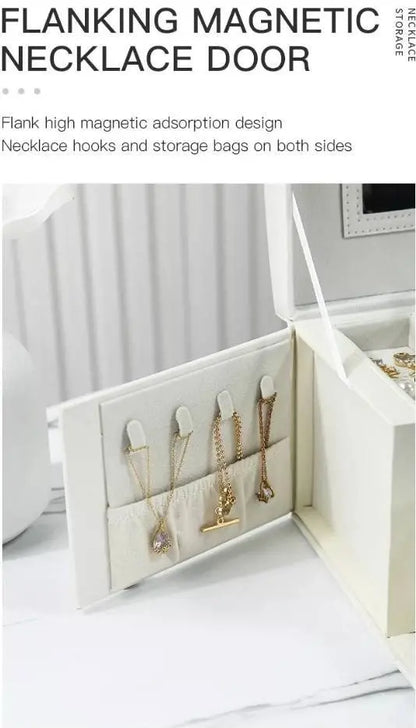 Jewelry Box, Travel Jewelry Case, Compact Jewelry Organizer with 2 Drawers, Mirror, Lockable with Key - JettsJewelers