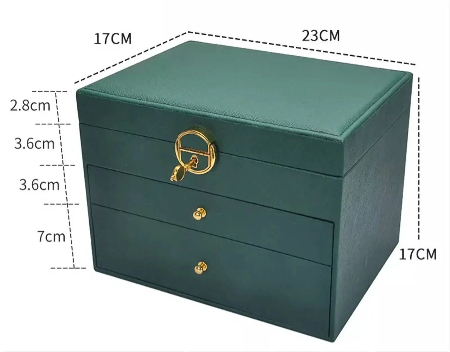 Large Jewelry box for Woman Layer Large Jewelry Storage Case, PU Leather Jewellery Organizer Holder with Lock Removable Ring and Earring JettsJewelers