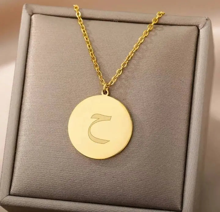 Layered Arabic Letter Necklace Pendant Handmade 18k Gold Plated Dainty Gold Choker - JettsJewelers