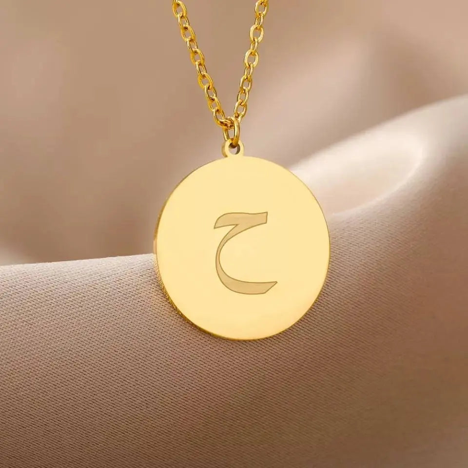 Layered Arabic Letter Necklace Pendant Handmade 18k Gold Plated Dainty Gold Choker - JettsJewelers