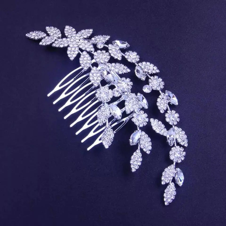 Leaf Bride Wedding Hair Comb Rhinestone Bridal Hair Pieces Flower Wedding Headpiece for Brides Crystal Hair Accessories for Women - JettsJewelers