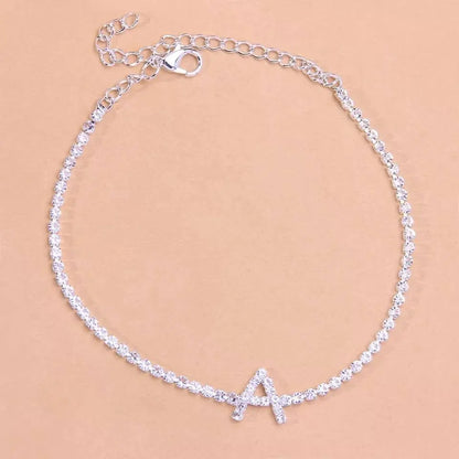 Letter Rhinestones Anklet Foot Jewelry for Women Beach Barefoot Chain Bracelet On the Leg Accessories Gift - JettsJewelers