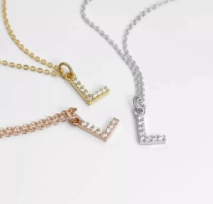 Letters Initial Necklace With Crystal Girls | Gold Initial Letter Pendant Necklaces for Women JettsJewelers