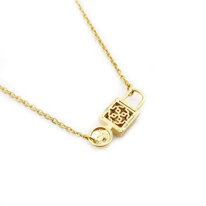 Lock and Key Necklace Key Pendant Sterling Silver Dainty Cubic Zirconia Lock Necklace for Women - JettsJewelers