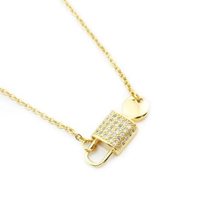 Lock and Key Necklace Key Pendant Sterling Silver Dainty Cubic Zirconia Lock Necklace for Women - JettsJewelers