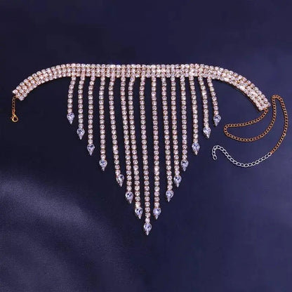 Long Tassel Crystal Leg Chain Bikini Body Chains Nightclub Chain Fashion Body Jewelry for Women and Girls Rhinestone JettsJewelers