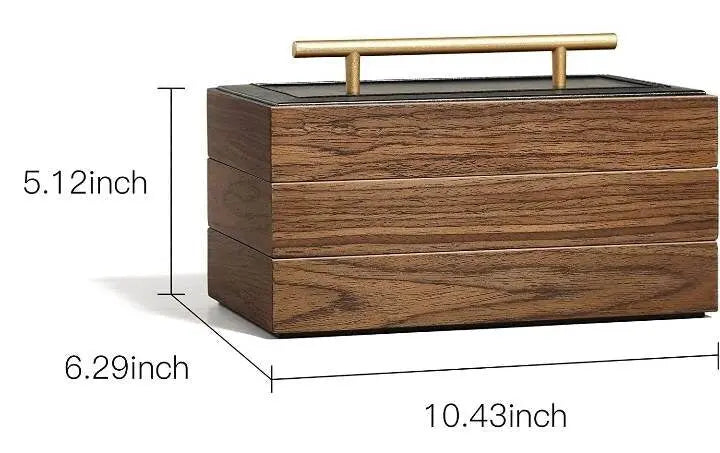 Luxury Jewelry Box for Woman Girls Girlfriend Wife Ideal Gift, Large Faux Wood Jewelry Organizer Storage Case with Three Stackable Display JettsJewelers