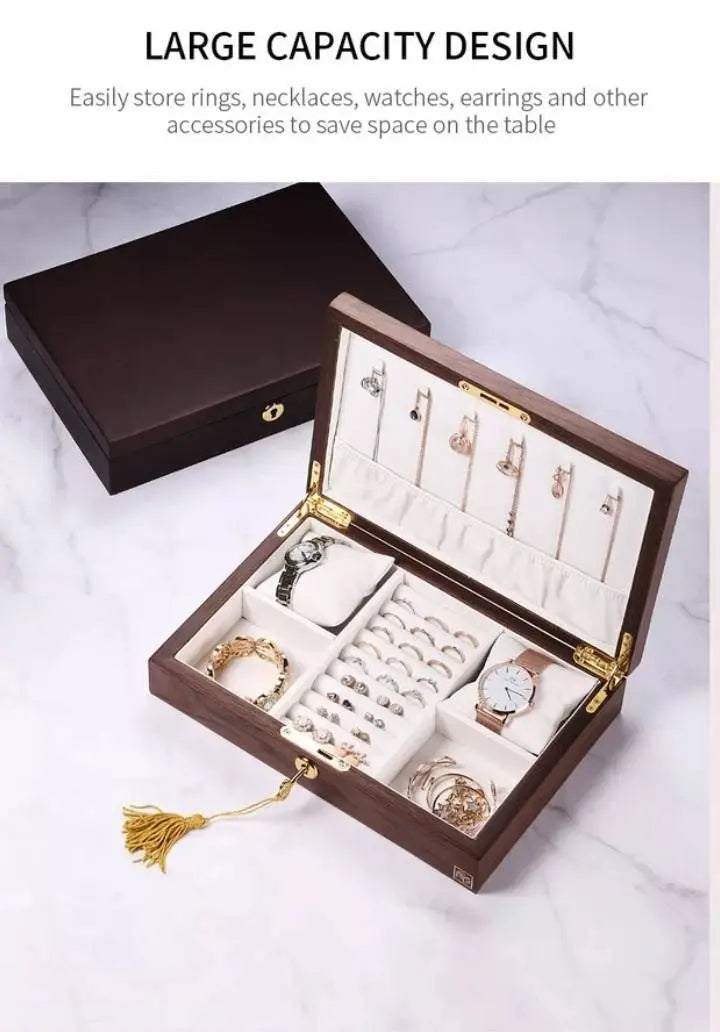 Luxury Jewelry Box for Women Girls Girlfriend Wife Ideal Gift, Wood Jewelry Organizer Storage Case - JettsJewelers