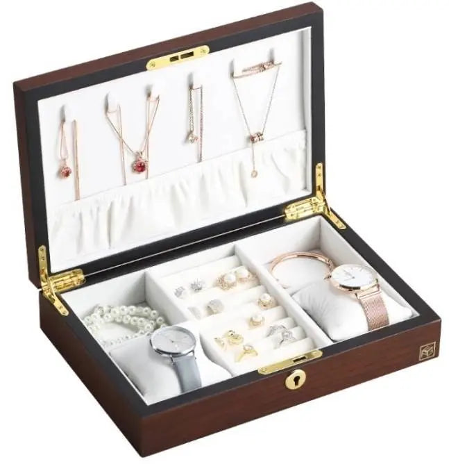 Luxury Jewelry Box for Women Girls Girlfriend Wife Ideal Gift, Wood Jewelry Organizer Storage Case - JettsJewelers