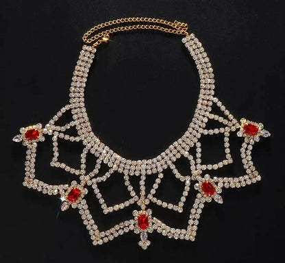 Luxury Womens Big Chunky Crystal Choker Rhinestone Pendant Necklace Statement Necklace JettsJewelers
