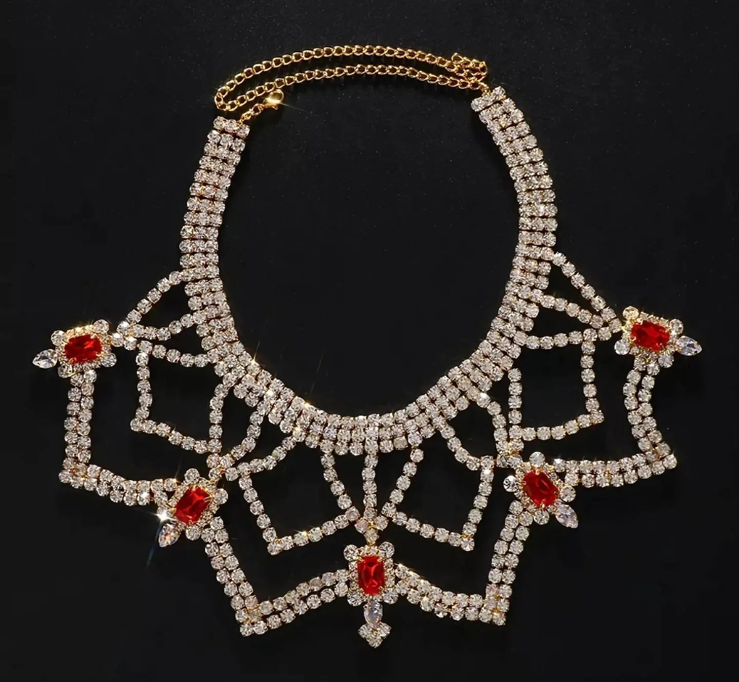 Luxury Womens Big Chunky Crystal Choker Rhinestone Pendant Necklace Statement Necklace JettsJewelers