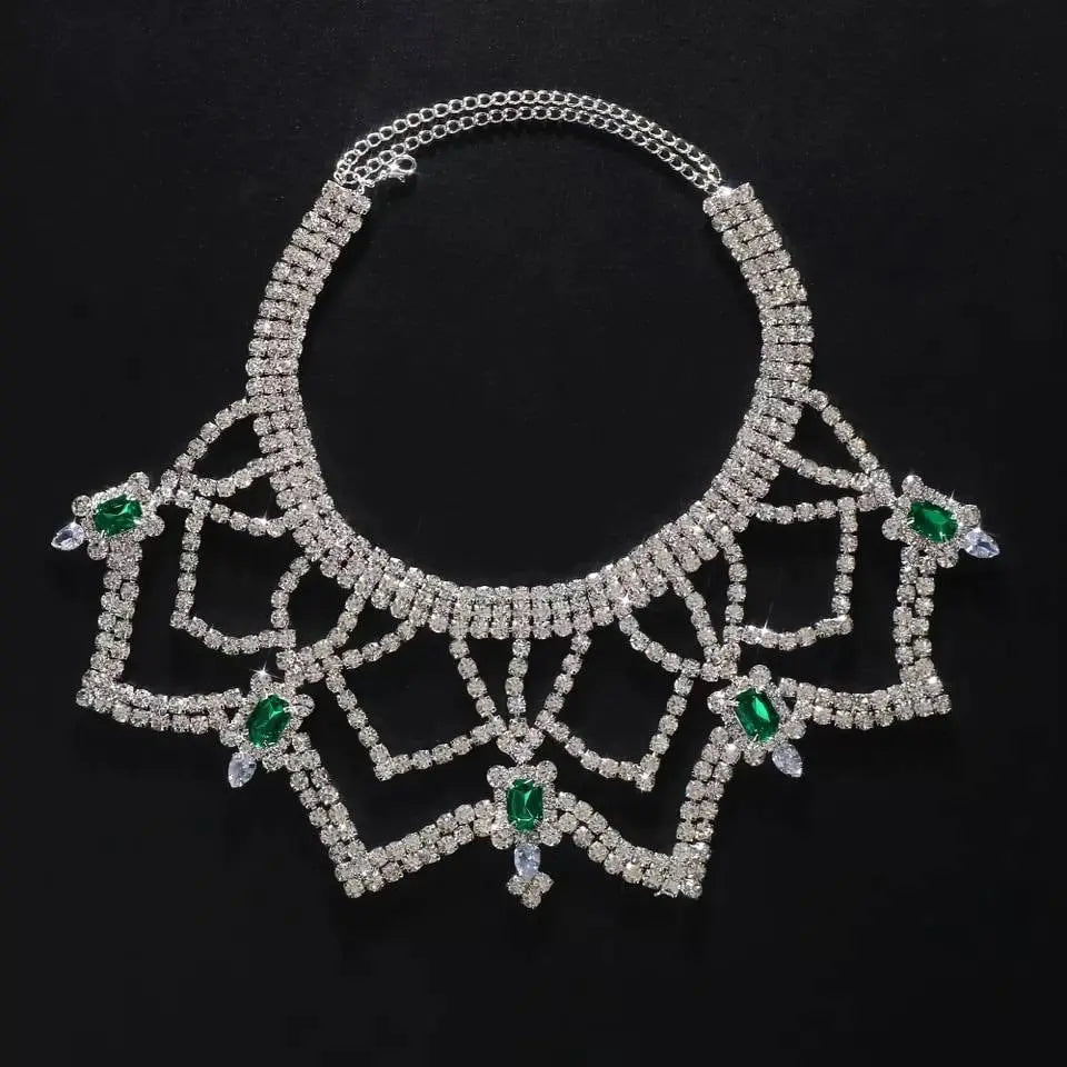 Luxury Womens Big Chunky Crystal Choker Rhinestone Pendant Necklace Statement Necklace JettsJewelers