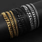 Men&#39;s Bracelets Stainless Steel Curb Cuban Link Chain Silver Color Black Gold Bracelet Men Women Jewelry JettsJewelers