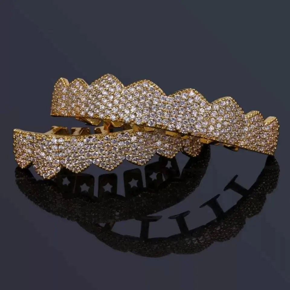 Mens Womens 14k Gold Finish Jewelry Chain Pendant Set Grillz - JettsJewelers