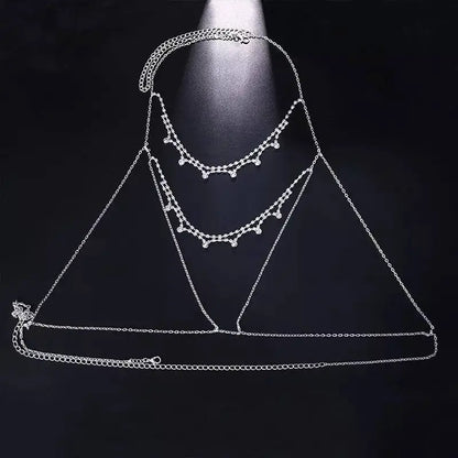Metal Bra Body Harness Chain for Women Bohemian Tassels Shoulder Chain Necklace Jewelry for Party Wedding Summer Beach JettsJewelers
