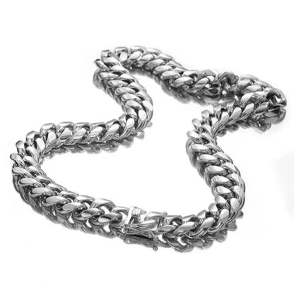 Miami Cuban Link Chain 14K REAL Gold Plated Hypoallergenic Hip Hop Jewelry Premium Stainless Steel Necklace For Men Women - JettsJewelers