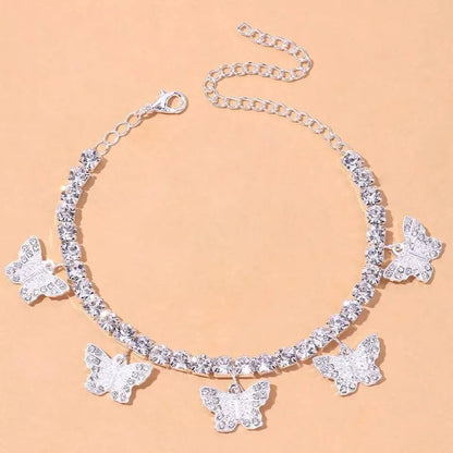 Mini Butterfly Rhinestones Anklet Foot Jewelry for Women Beach Barefoot Chain Bracelet On the Leg Accessories Gift JettsJewelers