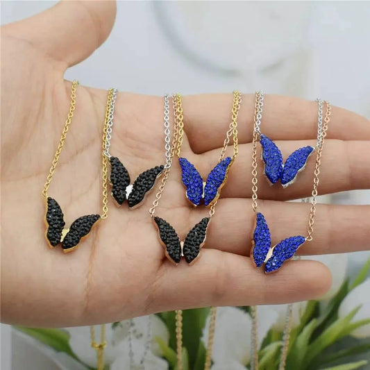 Minimalist Blue Black Butterfly Necklace, 925 Sterling Silver Pendant Necklace, Minimalist dainty Necklace, Jewellery for women JettsJewelers