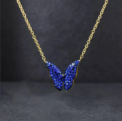 Minimalist Blue Black Butterfly Necklace, 925 Sterling Silver Pendant Necklace, Minimalist dainty Necklace, Jewellery for women JettsJewelers