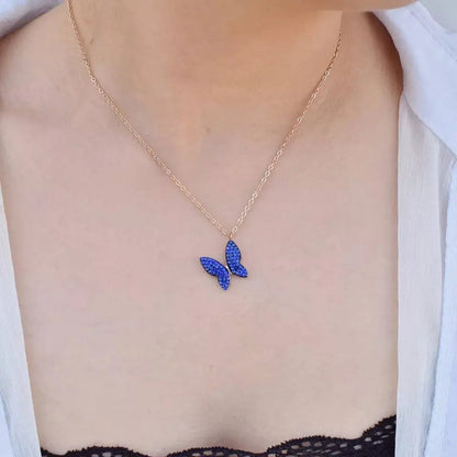 Minimalist Blue Purple Black Butterfly Necklace, 925 Sterling Silver Pendant Necklace, Minimalist dainty necklace, Jewellery for women JettsJewelers