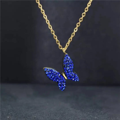 Minimalist Blue Purple Black Butterfly Necklace, 925 Sterling Silver Pendant Necklace, Minimalist dainty necklace, Jewellery for women JettsJewelers