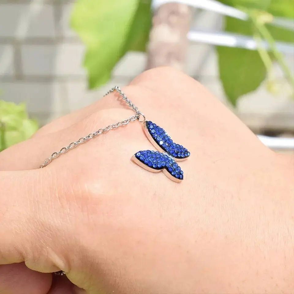 Minimalist Blue Purple Black Butterfly Necklace, 925 Sterling Silver Pendant Necklace, Minimalist dainty necklace, Jewellery for women JettsJewelers