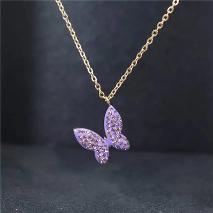 Minimalist Blue Purple Black Butterfly Necklace, 925 Sterling Silver Pendant Necklace, Minimalist dainty necklace, Jewellery for women JettsJewelers