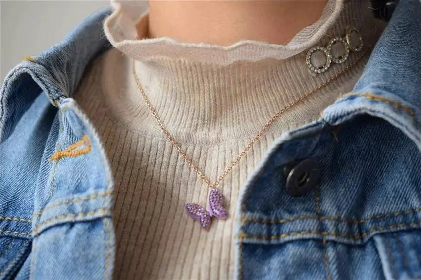 Minimalist Blue Purple Black Butterfly Necklace, 925 Sterling Silver Pendant Necklace, Minimalist dainty necklace, Jewellery for women JettsJewelers