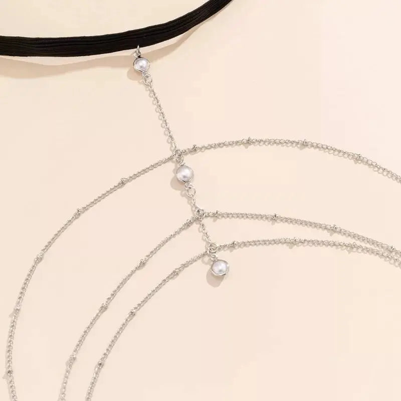 Multi Imitation Pearls Chain Leg Chain Gold and Silver for Women Thigh Chain For Girls Gold Pendant Boho Body Chain for Beach Summer Holiday JettsJewelers