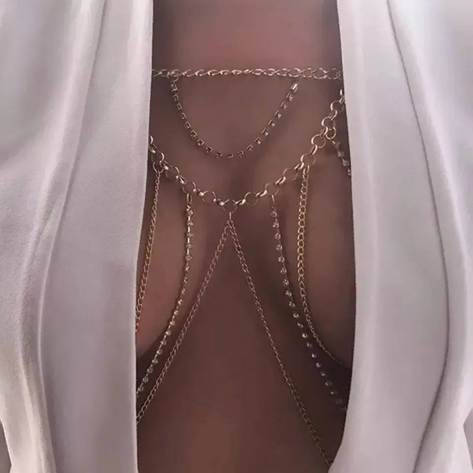 Multi Metal Tassel Body Harness Chain for Women Bohemian Tassels Shoulder Chain Necklace Jewelry for Party Wedding Summer Beach JettsJewelers