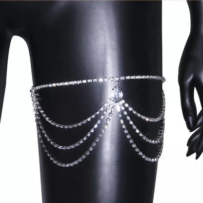 Multi-layered Gem Leg Chain Silver for Women Thigh Chain For Girls Pendant Boho Body Chain for Beach Summer Holiday JettsJewelers