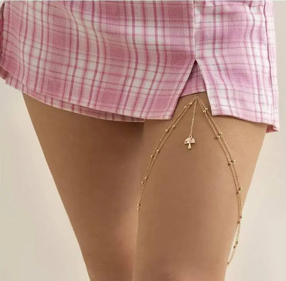 Mushroom Pendant Chain Leg Chain Gold and Silver for Women Thigh Chain For Girls Gold Pendant Boho Body Chain for Beach Summer Holiday JettsJewelers