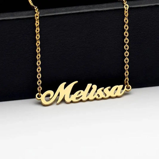 Name Necklace Personalized, 18K Gold Plated Custom Nameplate Pendant Jewelry Gift for Women, Girls - JettsJewelers