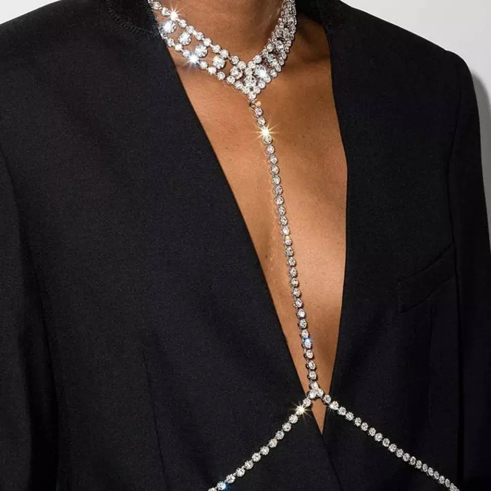 Neck Harness Jewelry Belly Waist Rhinestone Body Chain for Women Sexy Bikini Body Jewelry - JettsJewelers