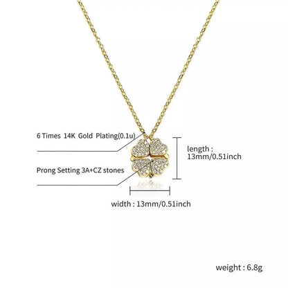 Necklaces for Girls, Heart Magnetic Necklace for Women, Cute Four Leaf Clover Necklace Dainty 18k Gold Necklace for Teen Girls Christmas JettsJewelers
